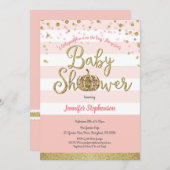 Rosa und goldene Kürbisdusche Einladung (Vorne/Hinten)