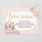 Rosa und goldene magische Karussellbücher für Kind Einladungspostkarte (Vorderseite)