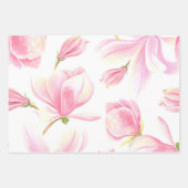 Rosa und goldene Magnolia Wasserfarbe Geschenkpapier Set (Vorderseite 3)