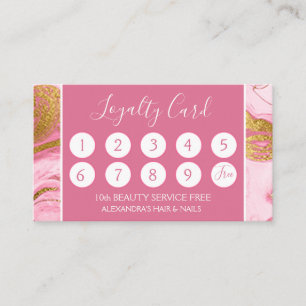 Rosa und goldene Marmor Girly Loyalty Punch Treuekarte