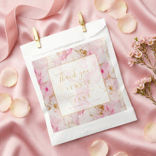 Rosa und goldene Marmor-Hochzeit Geschenktütchen