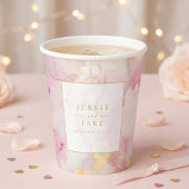 Rosa und goldene Marmor-Hochzeit Pappbecher
