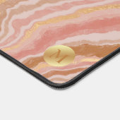 Rosa und goldene Marmor mit Goldmonogramm Schreibtischunterlage (Ecke)