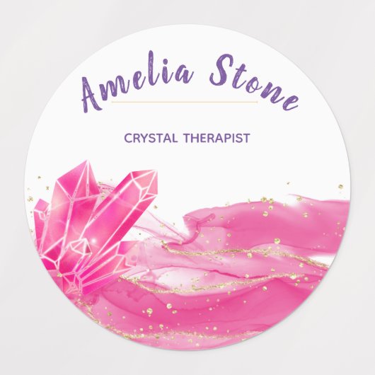 Rosa und goldene Marmoretiketten Etiketten (Design 2)