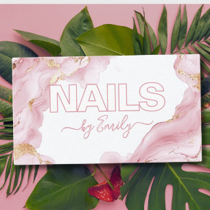 Rosa und goldene Marmornagel Visitenkarte