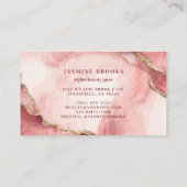Rosa und goldene Marmorplatte Wasserfarben Visitenkarte (Rückseite)