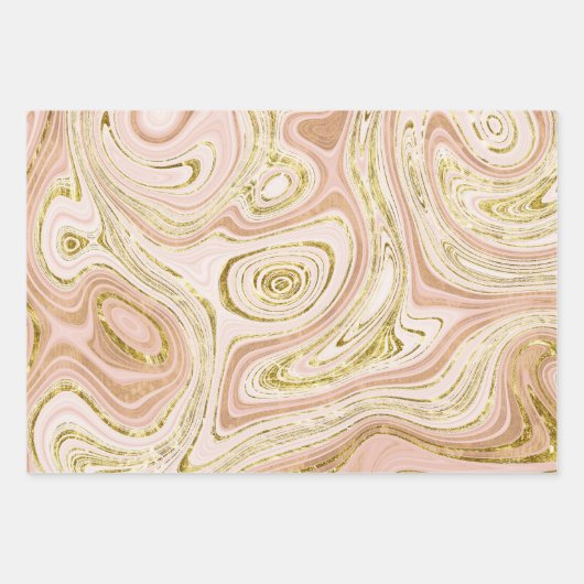 Rosa und goldene Marmorverkleidung Geschenkpapier Set (Vorderseite 3)