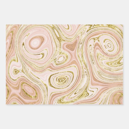 Rosa und goldene Marmorverkleidung Geschenkpapier Set (Vorderseite 2)