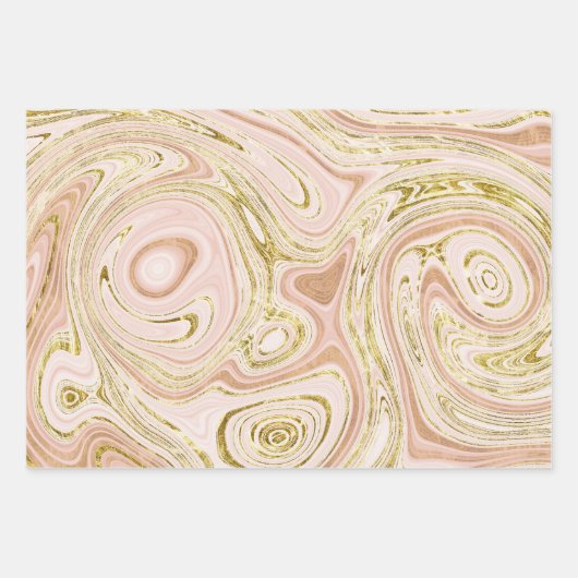 Rosa und goldene Marmorverkleidung Geschenkpapier Set (Vorderseite)