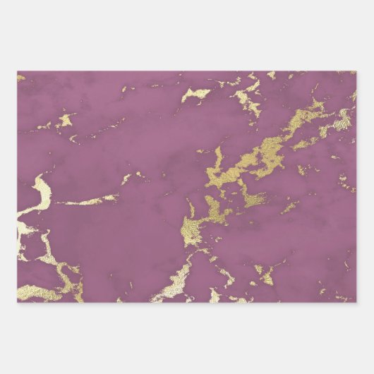 rosa und goldene Marmorverkleidung Geschenkpapier Set (Vorderseite)