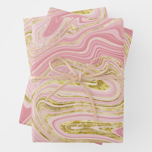 Rosa und goldene Marmorverkleidung Geschenkpapier Set (Beispiel)