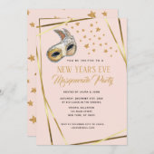Rosa und goldene Maskerade Neues Jahr Party Ankündigung (Vorne/Hinten)