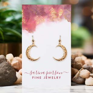 Rosa und goldene moderne Kunst Schmuck Ohrhänger D Visitenkarte
