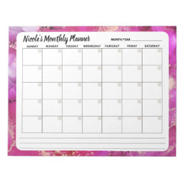 Rosa und goldene Monatszeitschrift Notizblock