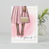 Rosa und goldene Monogramm-Chic-Junggeselinnen-Abs Folieneinladung (Stehend vorne)