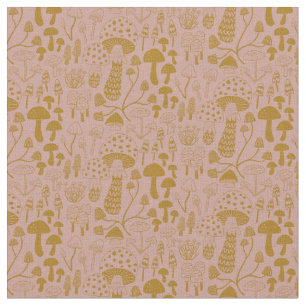 Rosa und goldene Mushroom-Stoffe Stoff