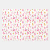 Rosa und goldene Ornamente, Bäume und Schneeflocke Geschenkpapier Set (Vorderseite 2)