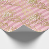 Rosa und goldene Pariser Foil Wein thematisch Geschenkpapier (Ecke)
