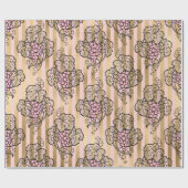 Rosa und goldene Pariser Foil Wein thematisch Geschenkpapier (Flach)