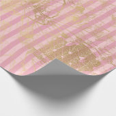 Rosa und goldene Pariser Forelle Geschenkpapier (Ecke)