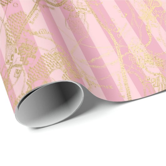 Rosa und goldene Pariser Forelle Geschenkpapier (Rolleneckpunkt)