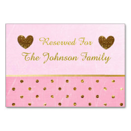 Rosa und goldene Party- oder Hochzeitskarten Tischnummer