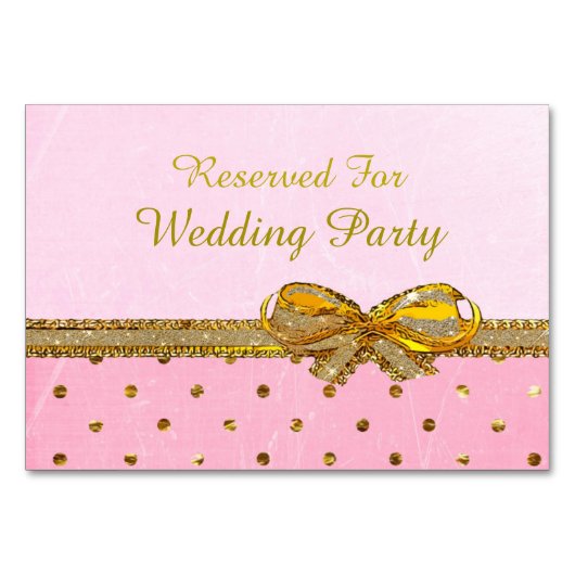 Rosa und goldene Party- oder Hochzeitskarten Tischnummer (Vorderseite)