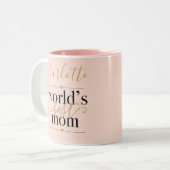 Rosa und goldene Personalisierte Welt Beste Mama Zweifarbige Tasse (Vorderseite Links)