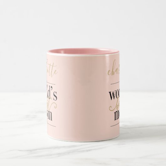 Rosa und goldene Personalisierte Welt Beste Mama Zweifarbige Tasse (Mittel)