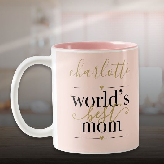 Rosa und goldene Personalisierte Welt Beste Mama Zweifarbige Tasse