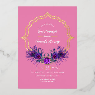 Rosa und goldene Pfauenflora Pinacoteca Folieneinladung