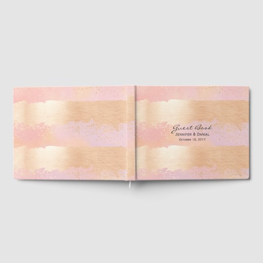 Rosa und goldene Pinselstriche für das Gästebuch (Voll)