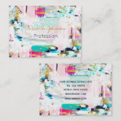 Rosa und goldene Pinselstriche Visitenkarte (Vorne/Hinten)