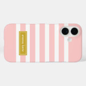 Rosa und goldene Preppy Streifen Monogramm Case-Mate iPhone Hülle (Rückseite (Horizontal))