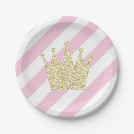 Rosa und goldene Princess Crown Party Teller