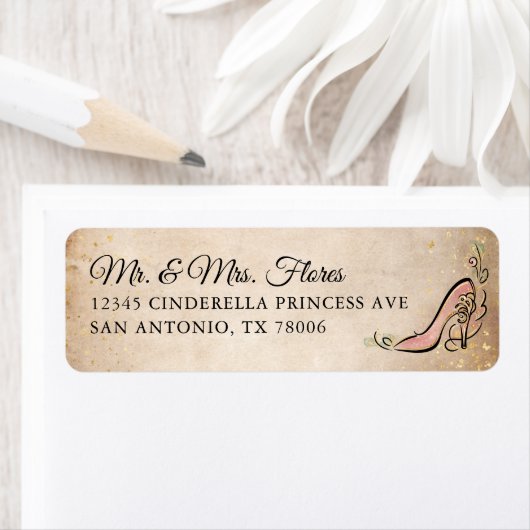 Rosa und goldene Princess Shoe Elegante Rücksendea (Insitu)