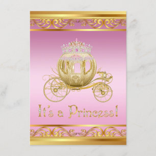 Rosa und goldene Prinzessinnen-Baby-Shower-Einladu Einladung