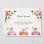 Rosa und goldene Pumpkin-Antrieb durch Brautparty Einladung (Vorderseite)