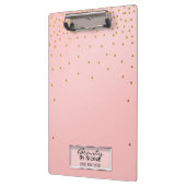 Rosa und goldene Punkte Elegantes Chic Glam Person Klemmbrett (Links)