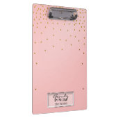 Rosa und goldene Punkte Elegantes Chic Glam Person Klemmbrett (Rechts)