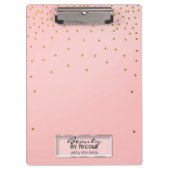 Rosa und goldene Punkte Elegantes Chic Glam Person Klemmbrett (Vorderseite)