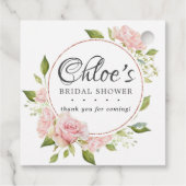 Rosa und goldene Rahmen Danke Brautparty Geschenkanhänger (Rückseite)