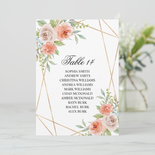 Rosa und goldene Rahmen für Hochzeitskarten Einladung (Stehend Vorderseite)