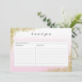 Rosa und goldene Rezept-Karte Einladung (Stehend Vorderseite)