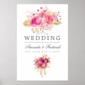 Rosa und goldene Rose - Begrüßung Poster (Vorne)