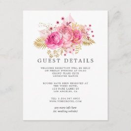 Rosa und goldene Rose Wasserfarben Hochzeitsgäste Begleitkarte
