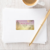 Rosa und goldene Rücksendeadresse Adressaufkleber (Insitu)