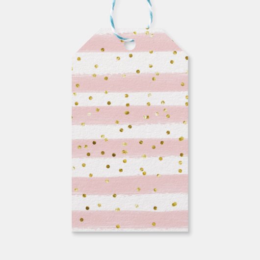 Rosa und goldene Schmetterlingsflora-Girl-Babydusc Geschenkanhänger (Rückseite)