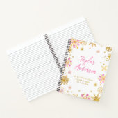 Rosa und goldene Schneeflocken Geburtsstunde Notizblock (Innenseite)