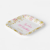 Rosa und goldene Schneeflocken Geburtstagsparty Pappteller (Gewinkelt)